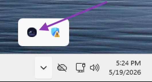 Senada icon in the Windows system tray